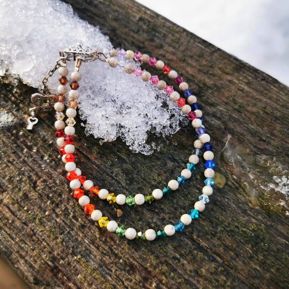 Rainbow Crystal Double Strand Bracelet - Picture 1 of 15